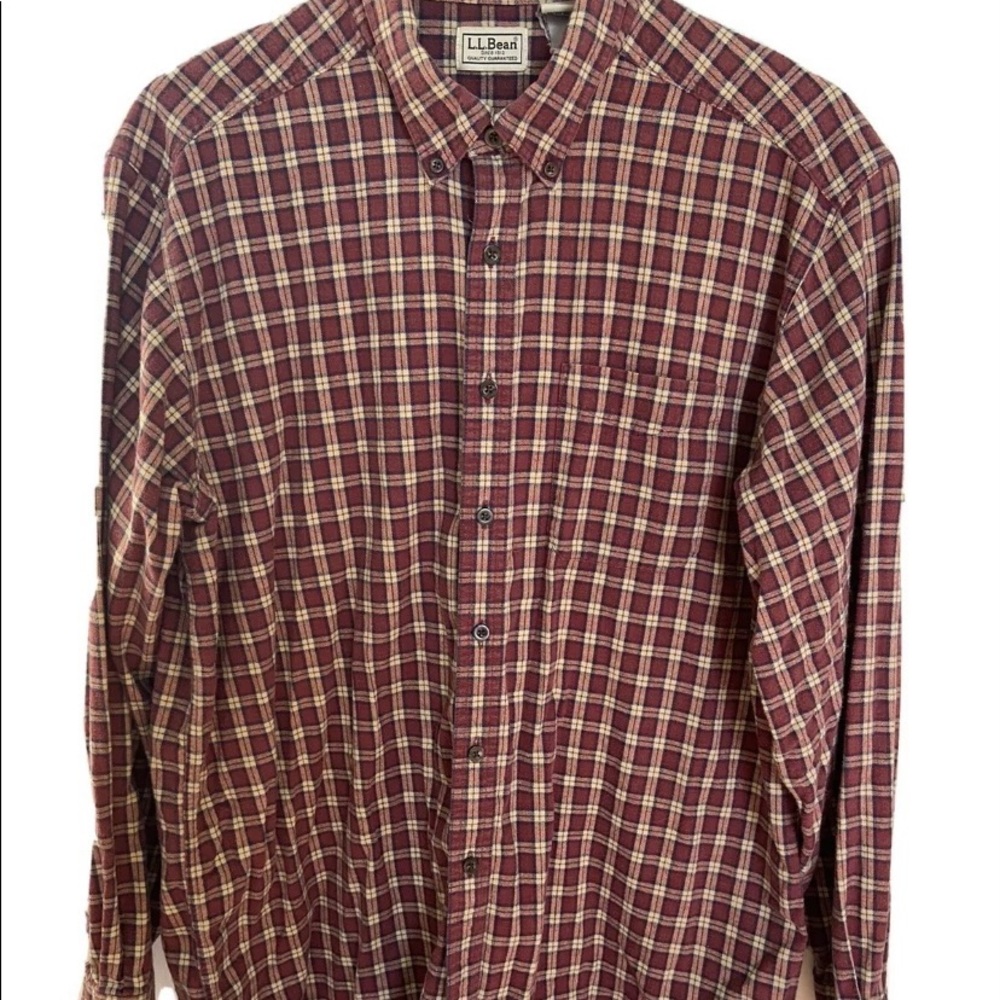 LL Bean Men’s Red Plaid Button Up Flannel XL